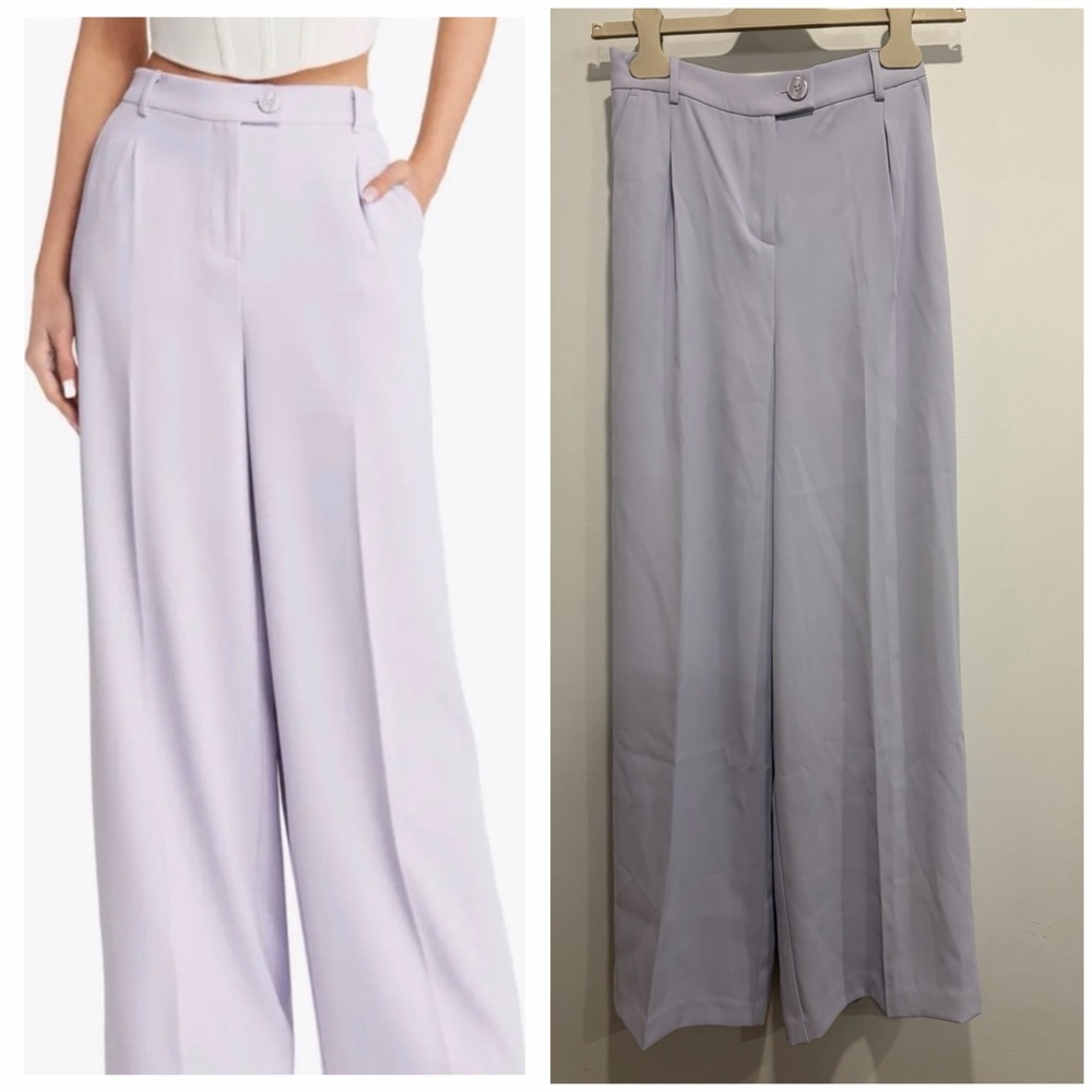 Open Edit Wide Leg Trousers Purple Calluna XS NWT High Waisted Dress Pants